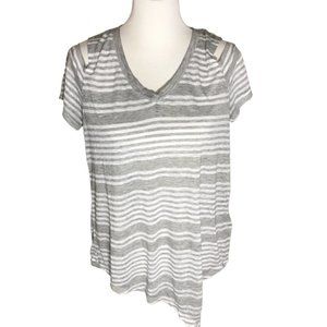 Marc New York Performance  MNY Women's Med Top Short Sleeve Cold Shoulder Gray
